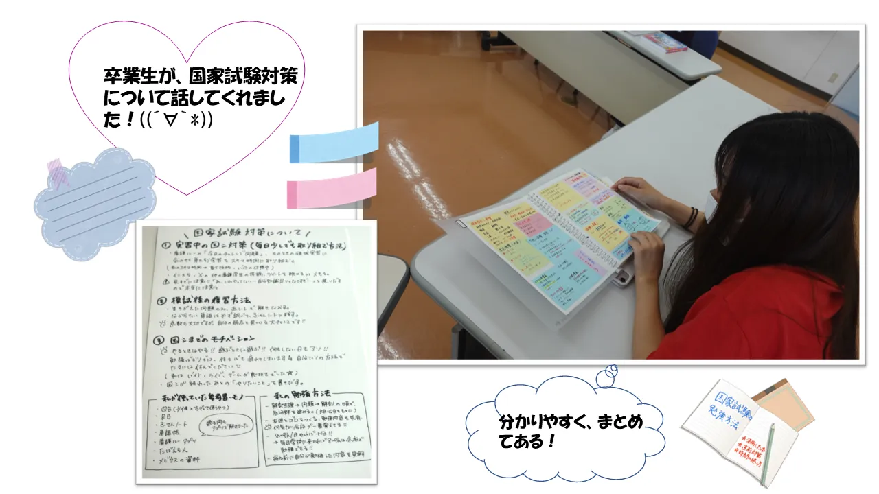 卒業生が、国家試験対策について話してくれました！